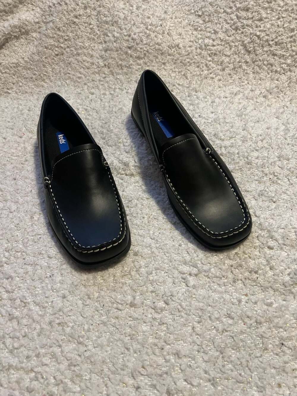 Keds Women's Black Leather Moc Toe Driving Loafers Size 8.5 Quiet Luxury Acubi